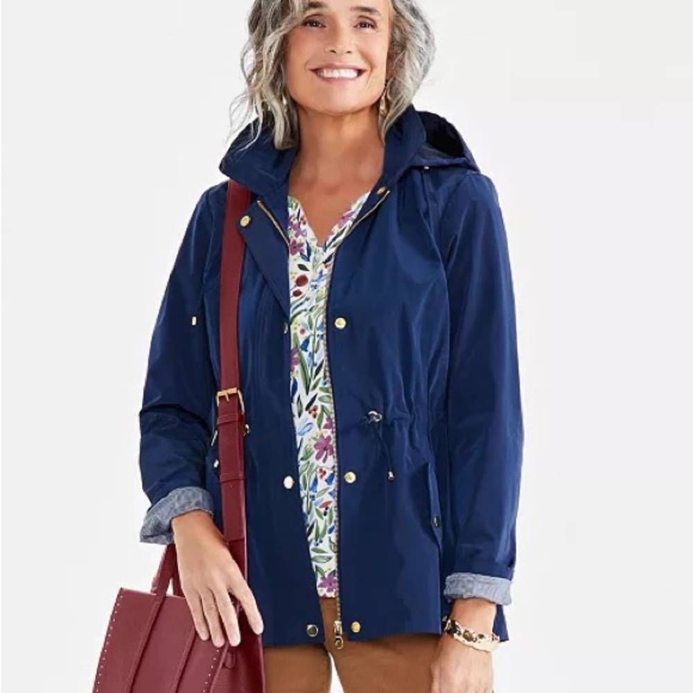 Charter Club Navy Packable Hooded Jacket - Women